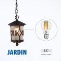 JARDIN kawowa lampa wisząca zewnętrzna E27 IP44 — oprawka E27 i wygląd lampy