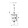 JARDIN kawowa lampa wisząca zewnętrzna E27 IP44 — rysunek wymiarowy
