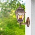 MURANO kinkiet zewnętrzny antyczny mosiądz z latarenką w górę E27 IP44 – aranżacja przy elewacji