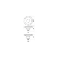 PerfectColor ES111 srebrna żarówka LED 12W GU10 3000K 30° CRI>90 – rysunek wymiarowy ND 58 mm i DIM 70 mm