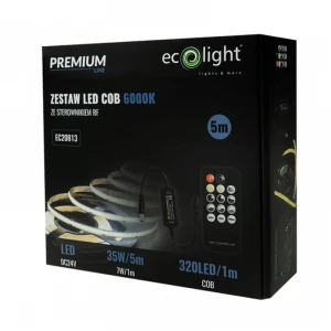 Zestaw taśmy LED COB 24V 5m 7W/m 6000K CRI≥90
