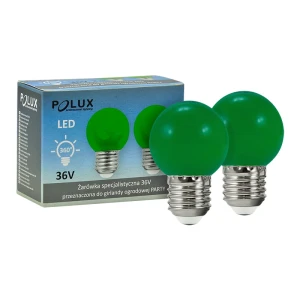 Żarówki G45 zielone 36V do girlandy party E27 (2 szt. w zestawie) Polux