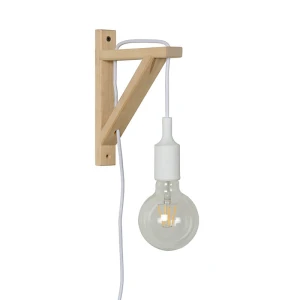 FIX WALL Biały E27 Kinkiet ścienny drewniany