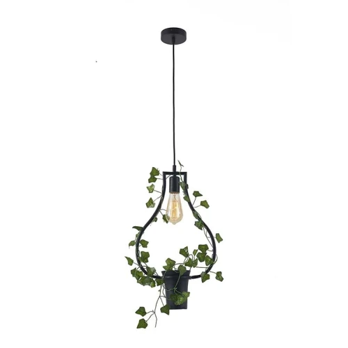 Lampa wisząca heksagon z kwiatkiem IL MIO SOREN czarna E27 Polux 313874  5901508313874 lampynox noxbox www.lampynox.pl 1.jpg