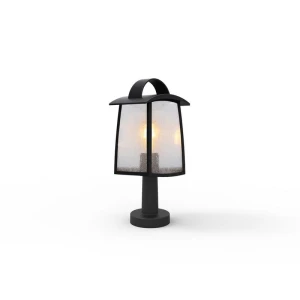 KELSEY Czarny mat | Szkło SEEDY wys. 40cm. E27 IP44 Lampa ogrodowa stojąca Lutec 7273602012