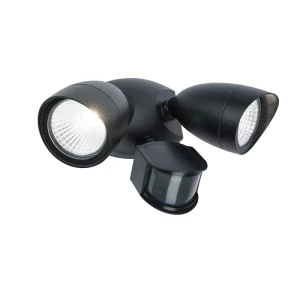 SHRIMP Czarny mat LED 22W Czujnik ruchu PIR IP54 4000K Naświetlacz podwójny Lutec 7621903012