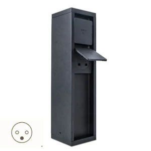 MAINS Czarny mat, 2x gniazdo elektryczne z bolcem IP54 Słupek ogrodowy Lutec 9702202012 