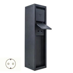 MAINS Czarny mat, 2x gniazdo elektryczne schuko bez bolca IP54 Słupek ogrodowy Lutec 9702201012