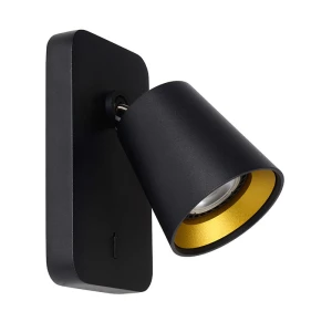 TURNON Czarny LED DIM CRI95 ściemnialny 5W GU10 2200-3000K Kinkiet ścienny z włącznikiem Lucide 09928/05/30
