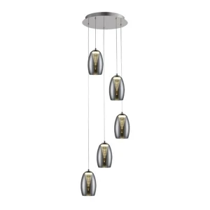 METROPOLIS Chrom/Czarny LED 5x5W 3000K ściemnialna Lampa wisząca Brilliant G60773/93
