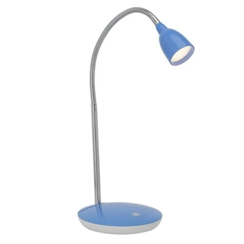 Lampka biurkowa ANTHONY Chrom/Niebieski LED 2.4W 3000K z włącznikiem w obudowie Brilliant G92935/03 | 4004353175459 noxbox lampynox www.lampynox.pl