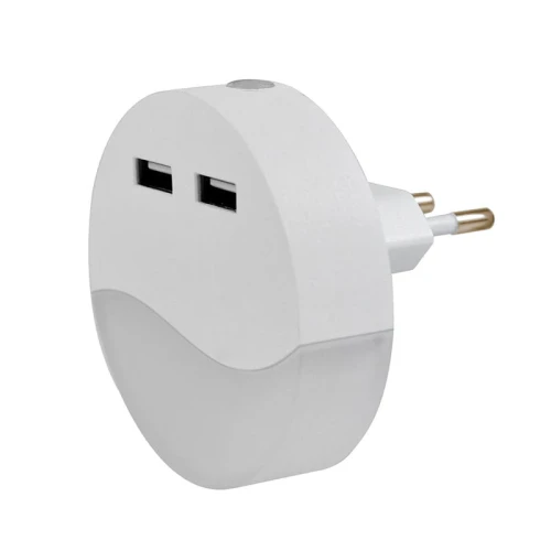 Lampka wtykowa do kontaktu z czujnikiem 2 gniazdo USB Lily LED 0,4W 3000K Rabalux 6804 | 5998250368047 lampynox noxbox www.lampynox.pl