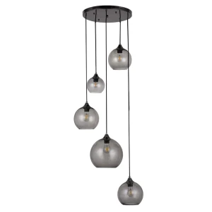 Tanesha Czarny | Przydymiony 5xE27 Lampa wisząca Rabalux 6440
