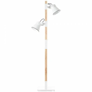 PLOW Brąz | Biały 2xE27 Lampa podłogowa stojąca Brilliant 82156/05