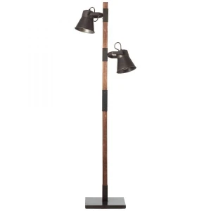 PLOW Brąz | Czarny stalowy 2xE27 Lampa podłogowa stojąca Brilliant 82156/46