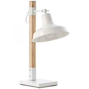 HANK Biały połysk | Brąz E27 Lampka stołowa Brilliant 99128/05