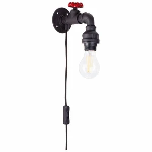 TORCHLAMP Czarny | Brąz | Czerwony E27 Kinkiet z włącznikiem na kablu Brilliant 96846/06