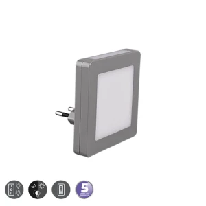 HANK Popielaty LED 0,3W z czujnikiem zmierzchu 3000K Lampka wtykowa do kontaktu z włącznikiem RL R22510111