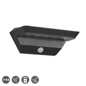 MENDOZA Antracyt LED 5W Solarne zasilanie 3000K z czujnikiem ruchu i zmierzchu Kinkiet zewnętrzny RL R22241142