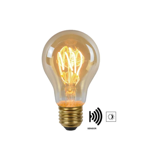 Żarówka filament LED z czujnikiem zmierzchu spirala Amber 4W 2200K Barwa ciepła E27 Lucide 490420462  5411212491305 lampynox noxbox www.lampynox.pl 1.jpg