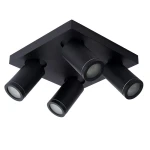 TAYLOR Czarny ściemnialny LED DIM 4x5W CRI95 2200K/3000K GU10 IP44 Spot łazienkowy Lucide 09930/20/30