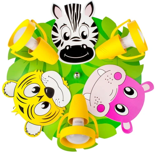 Lampa sufitowa dziecięca Safari 3xE14 Hellux 524.85.20 | 5902041389227 noxbox lampynox www.lampynox.pl