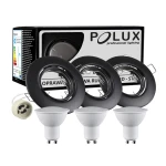 Polux Olin LED | Czarna okrągła trójpak 306227