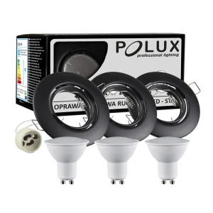 Polux Olin LED | Czarna okrągła trójpak 306227