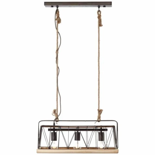 Lampa wisząca NARCY Spalona stal/Drewno 3xE27 Brilliant  93587/71 | 4004353326707 noxbox lampynox www.lampynox.pl