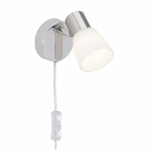 JANNA Chrom/Biały LED 4W 2700K z włącznikiem na kablu Kinkiet ścienny Brilliant G46112/77