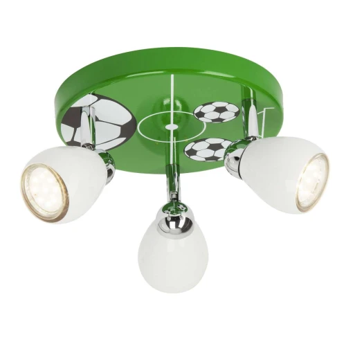Lampa sufitowa dziecięca SOCCER Biały/Zielony LED 3x3W 3000K Brilliant  G56234/74 | 4004353190452 noxbox lampynox www.lampynox.pl
