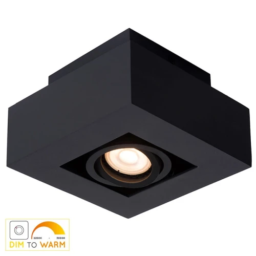 Lampa natynkowa regulowana XIRAX Czarna LED Dim 5W ściemnialna CRI95 GU10 barwa światła zmienna 2200K3000K Lucide 091190630  5411212092281 lampynox noxbox www.lampynox.pl 1.jpg