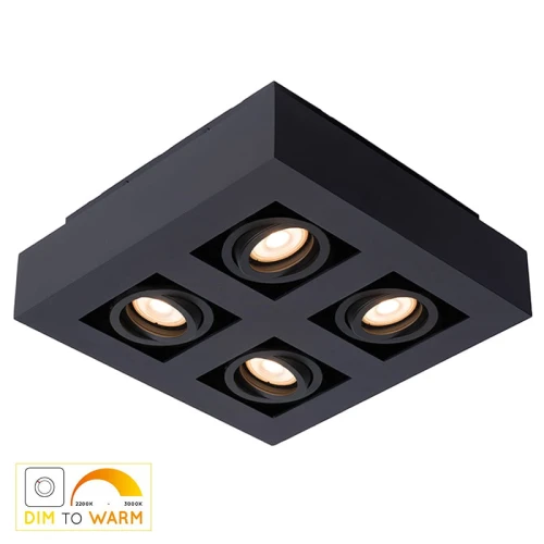 Lampa natynkowa regulowana XIRAX Czarna LED Dim 4x5W ściemnialna CRI95 GU10 barwa światła zmienna 2200K3000K Lucide 091192130  5411212092342 lampynox noxbox www.lampynox.pl 1.jpg