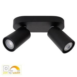 XYRUS Czarny LED Dim 2x5W ściemnialna CRI95 GU10 barwa światła zmienna 2200K/3000K Listwa spot podwójny Lucide 23954/11/30