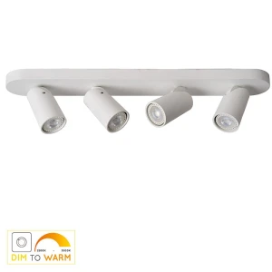 XYRUS Biały LED Dim 4x5W ściemnialna CRI95 GU10 barwa światła zmienna 2200K/3000K Listwa spot poczwórny Lucide 23954/21/31