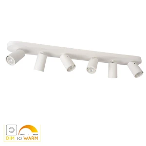 XYRUS Biały LED Dim 6x5W ściemnialna CRI95 GU10 barwa światła zmienna 2200K/3000K Listwa spot sześciopunktowy Lucide 23954/31/31