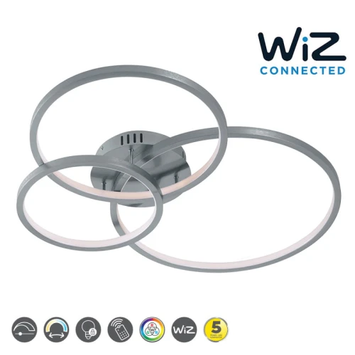 Lampa sufitowa sterowana aplikacją WIZ AARON LED Nikiel mat 36W RGB 3000-6000K Trio 652710307 | 4017807453799 noxbox lampynox www.lampynox.pl