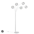 Lampa podłogowa BALINI Biały mat/Przezroczysty 5xE14 z włącznikiem nożnym Trio 408500531 | 4017807468663 noxbox lampynox www.lampynox.pl