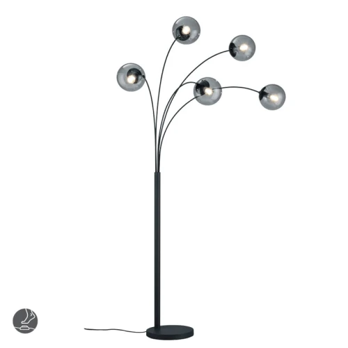 Lampa podłogowa BALINI Antracyt/Przydymiony 5xE14 z włącznikiem nożnym Trio 408500542 | 4017807468670 noxbox lampynox www.lampynox.pl