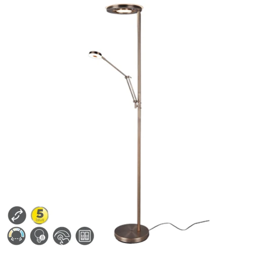 Lampa podłogowa BARRIE LED Patyna 32W | 6W 2700 + 4000K Trio 424210304 | 4017807467635 noxbox lampynox www.lampynox.pl