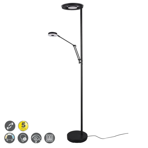 Lampa podłogowa BARRIE LED Czarny mat 32W | 6W 2700 + 4000K Trio 424210332 | 4017807467598 noxbox lampynox www.lampynox.pl