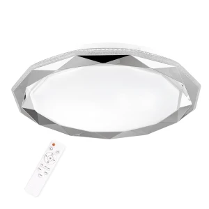 GLOSSY 1 śr. 51cm 36-72W chrome shiny IP44, barwa światła zmienna Plafon LED z pilotem pilotem Polux 314819