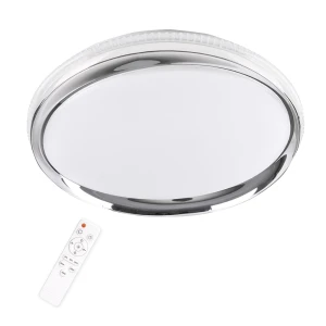 GLOSSY 2 śr. 51cm 36-72W chrome ring IP44, barwa światła zmienna Plafon LED z pilotem pilotem Polux 314826