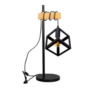 SWEDEN Wood 1xE27 czarny | brąz il mio Lampa stołowa Polux 314598 