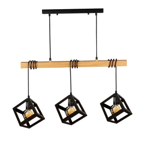 SWEDEN Wood 3xE27 czarny | brąz il mio Lampa wisząca Polux 314581 