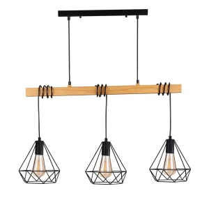 VIGO Wood 3xE27 czarny | brąz il mio Lampa wisząca Polux 314673
