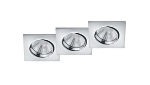 PAMIR LED DIM Chrom kwadrat 3x5,5W 3000K IP23 Ściemnialne łazienkowe oczko sufitowe uchylne Trio 650410306