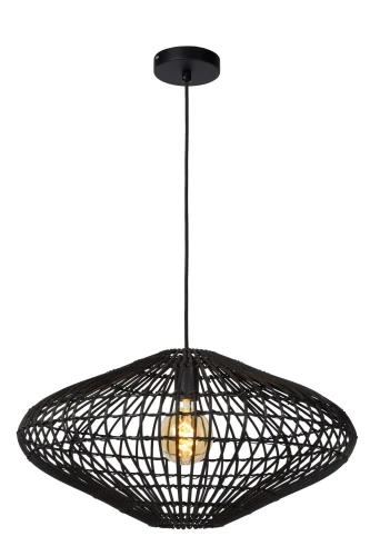 MAGALI Lampa rattanowa wisząca czarna Lucide 03435/56/30  lampynox noxbox www.lampynox.pl