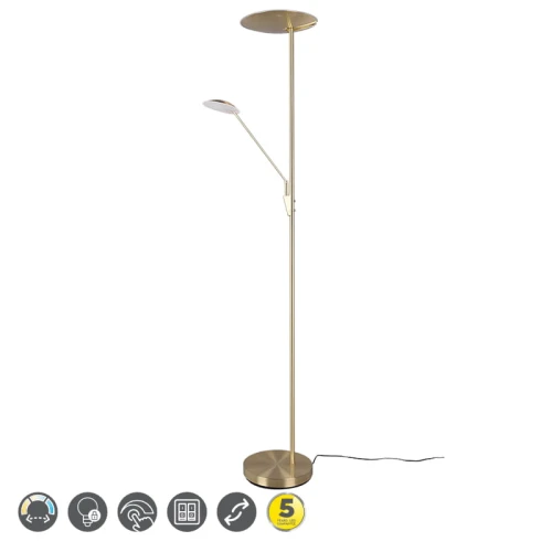 Lampa podłogowa stojąca mosiądz mat / czarny EDMONTON Trio 423010208 4017807478242 lampynox noxbox www.lampynox.pl