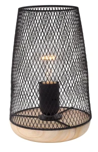 SOACHA Czarny / Naturalne drewno E27 Lampa stołowa